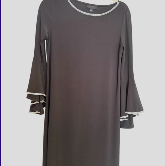 MSK Dresses & Skirts - MSK Black Long Sleeve Dress with Bell Sleeves NWOT